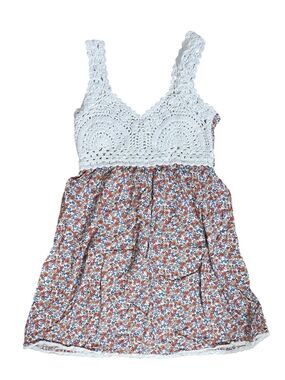 Jessica Simpson Boho Crochet Floral Dress Small S Summer Sleeveless